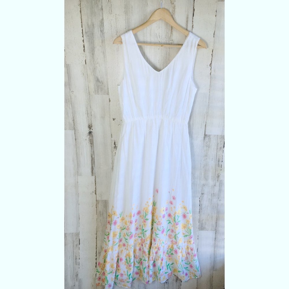 NWOT Draper James RSVP Maxi Dress White Floral Sleeveless Preppy Casual 8 M
